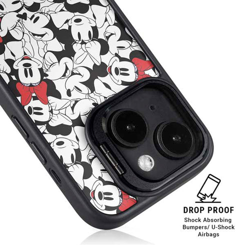 Disney Minnie Mouse Red Color Pop Face Pattern iPhone 15 Kickstand Case